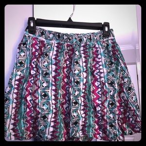 Purple and teal skirt with pockets